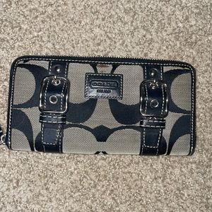 Coach signature zip around wallet